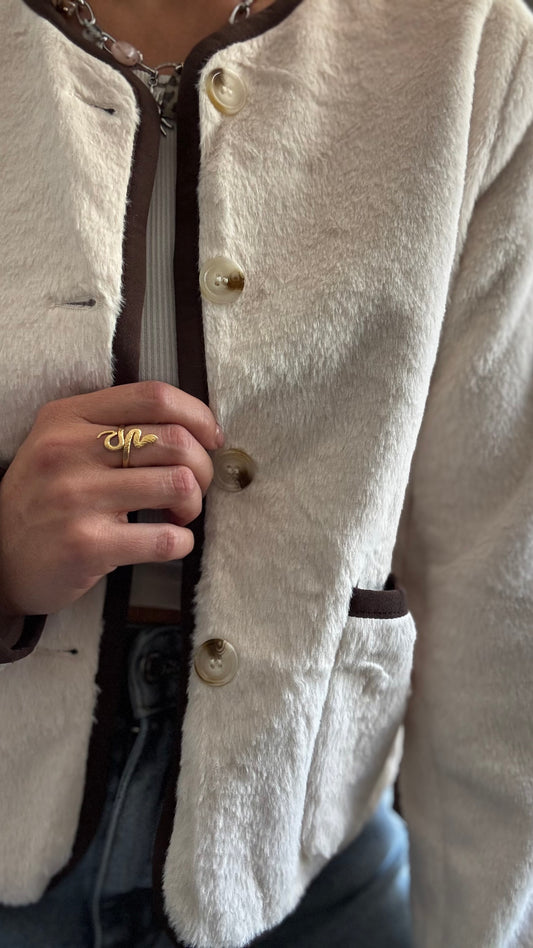 Veste effet moumoute - Blanc