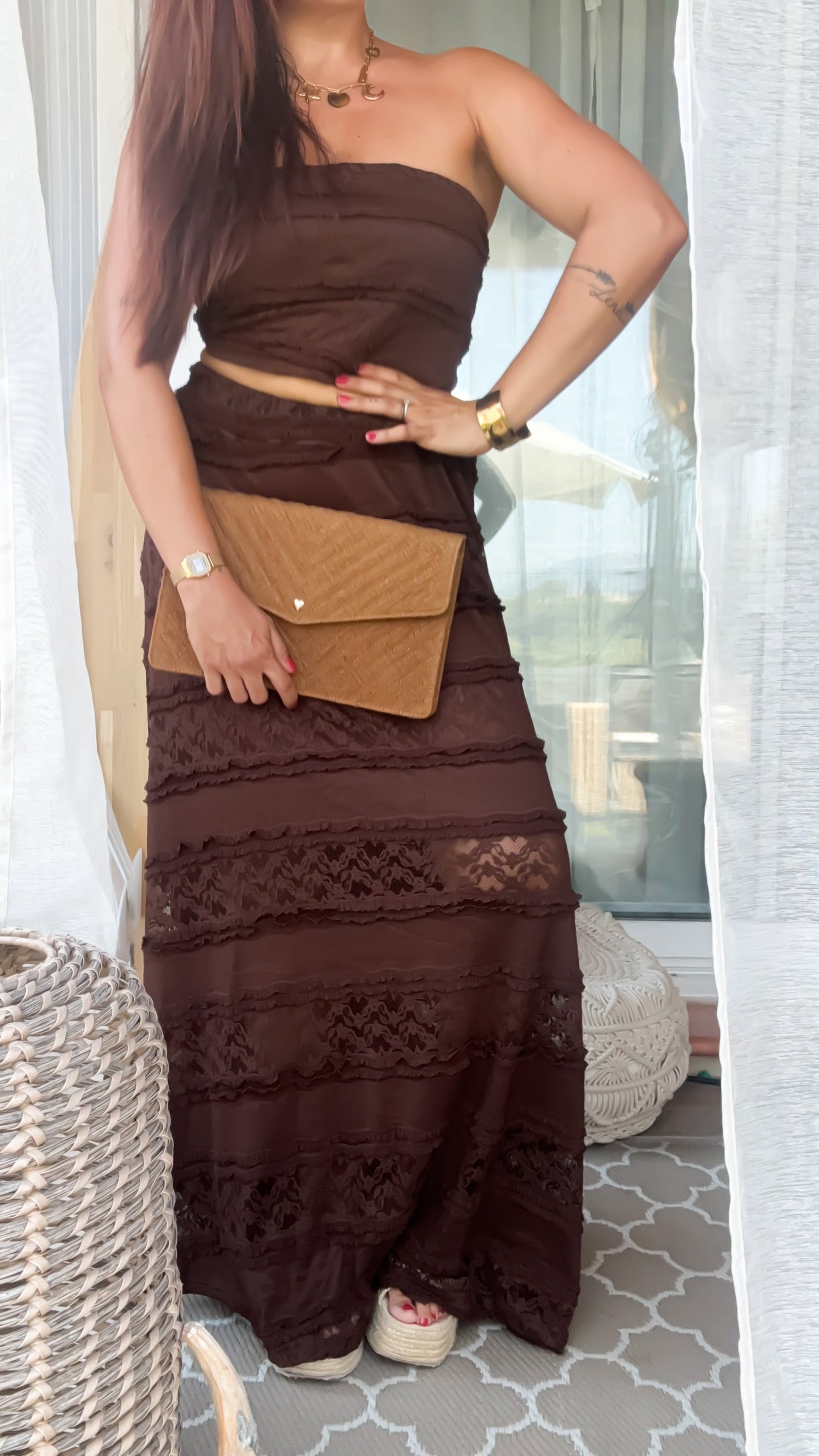 Ensemble en Dentelle Chocolat - Amber Pearl