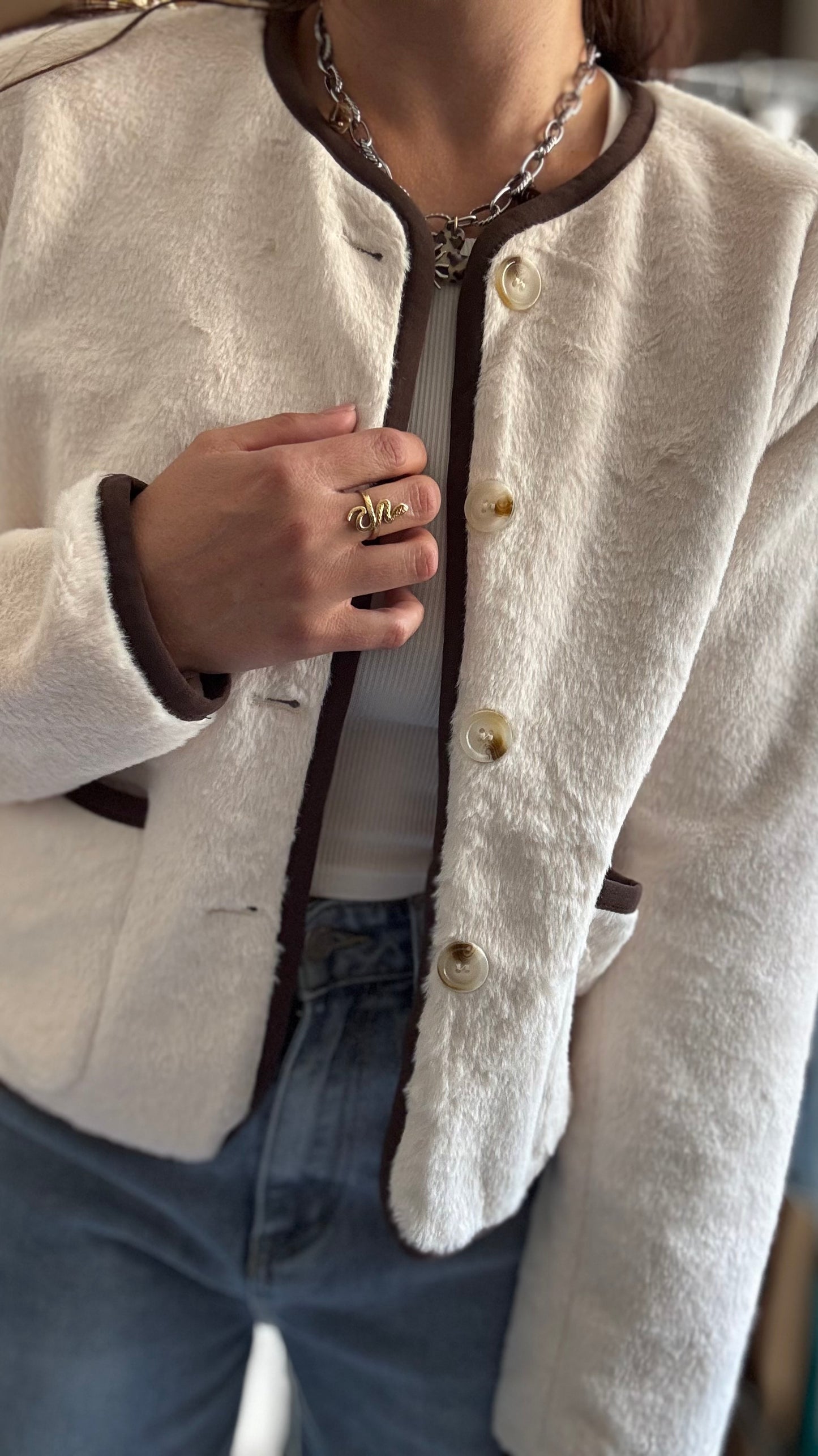 Veste effet moumoute - Blanc