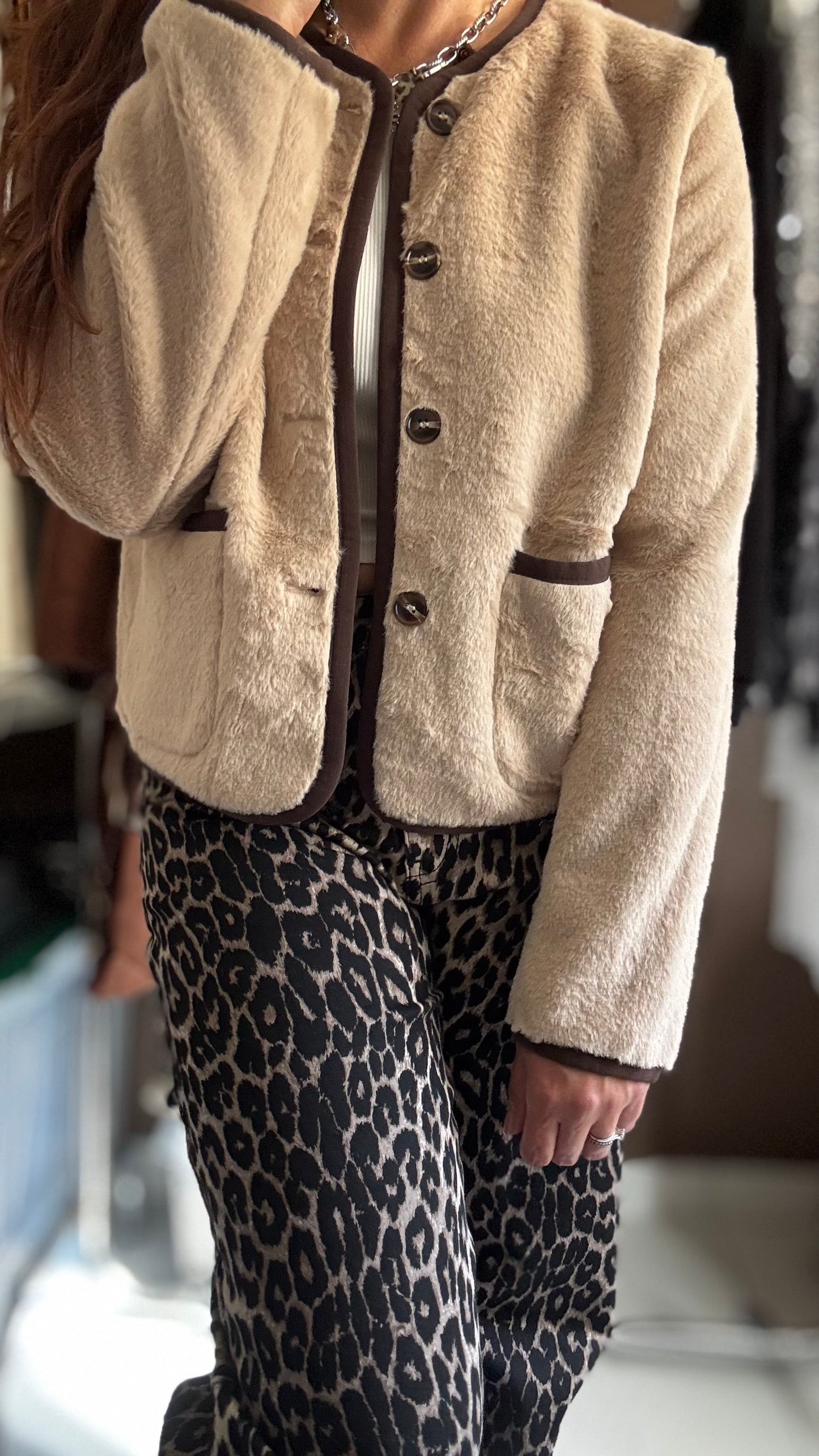 Veste effet moumoute - Beige