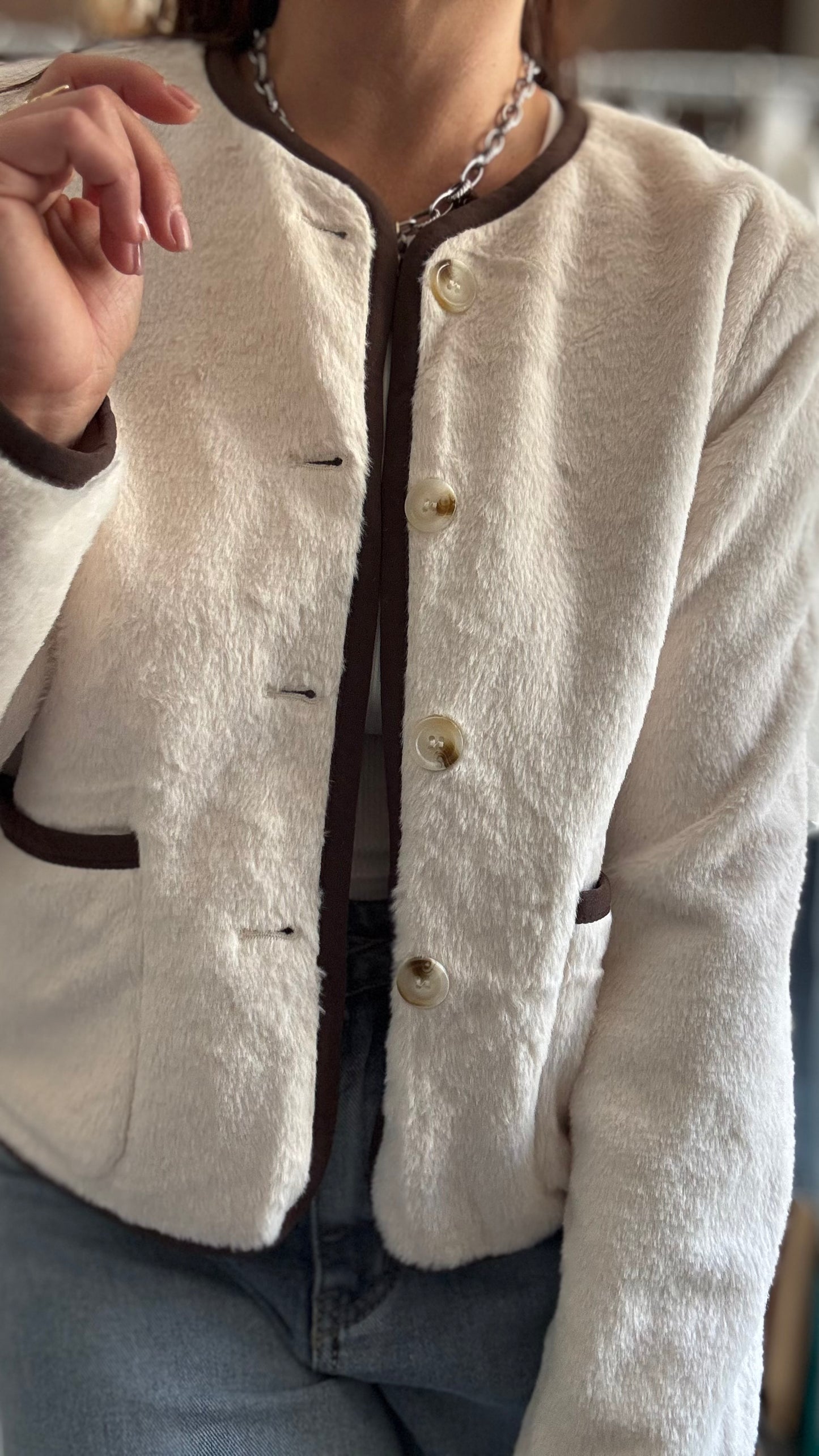 Veste effet moumoute - Blanc