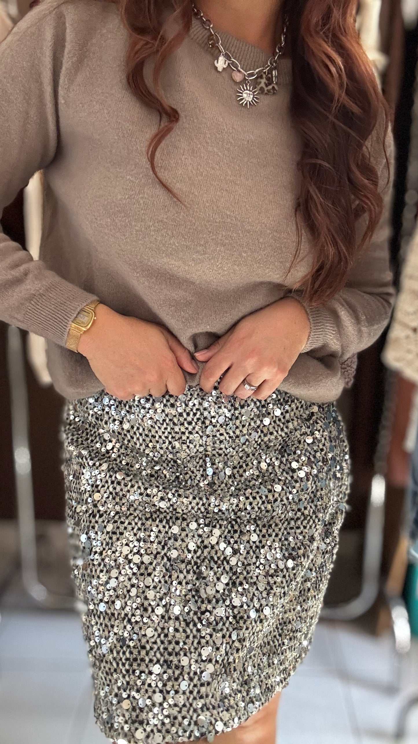 Jupe à sequins grise