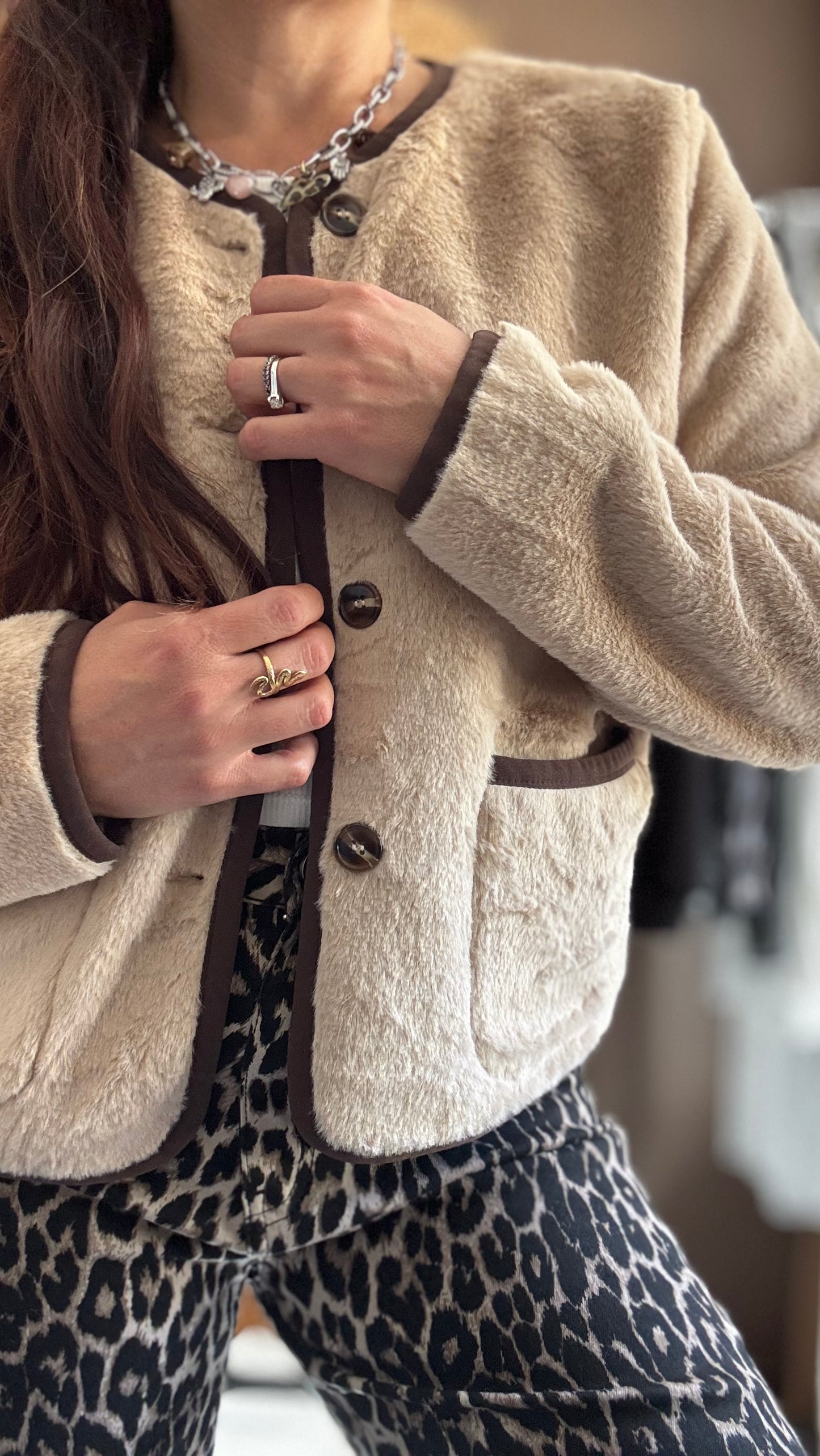Veste effet moumoute - Beige