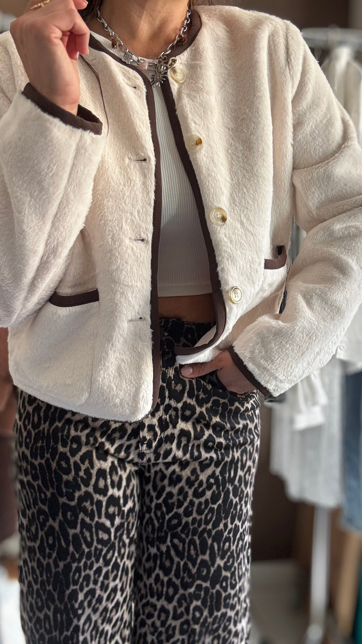 Veste effet moumoute - Blanc