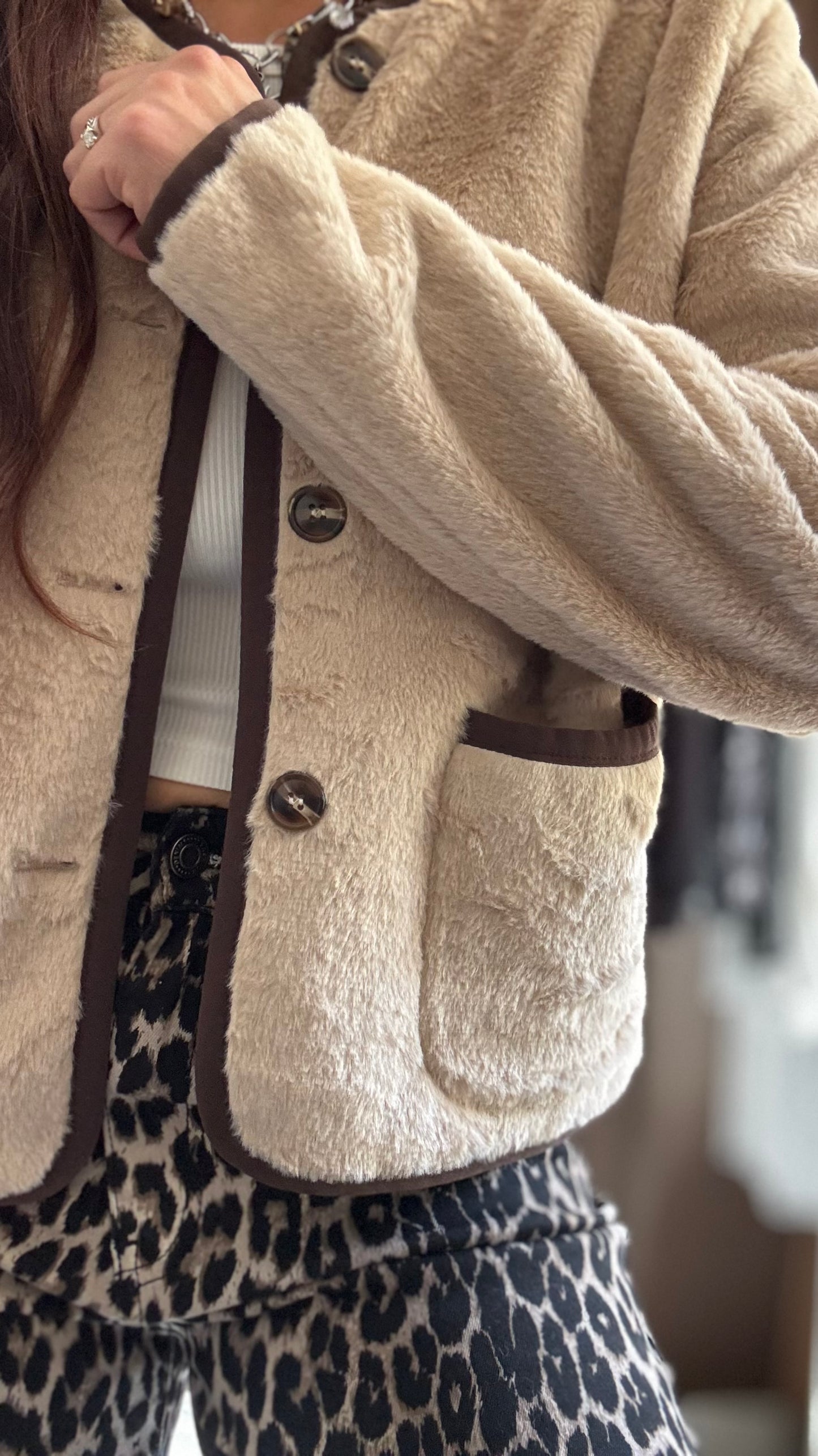 Veste effet moumoute - Beige