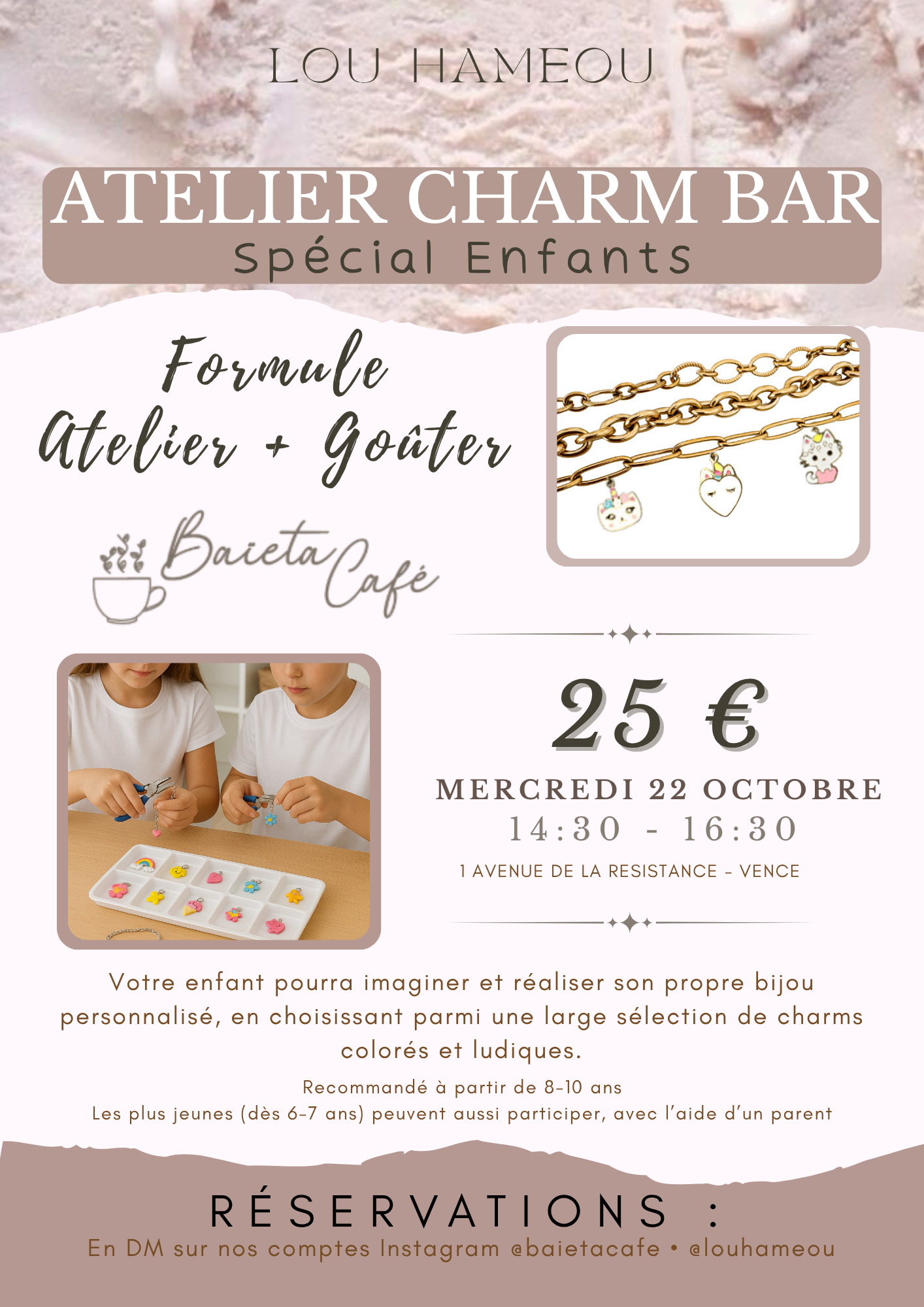 Atelier Charm Bar Enfant - Mercredi 22 Octobre 2025 - Baieta Café (Vence)