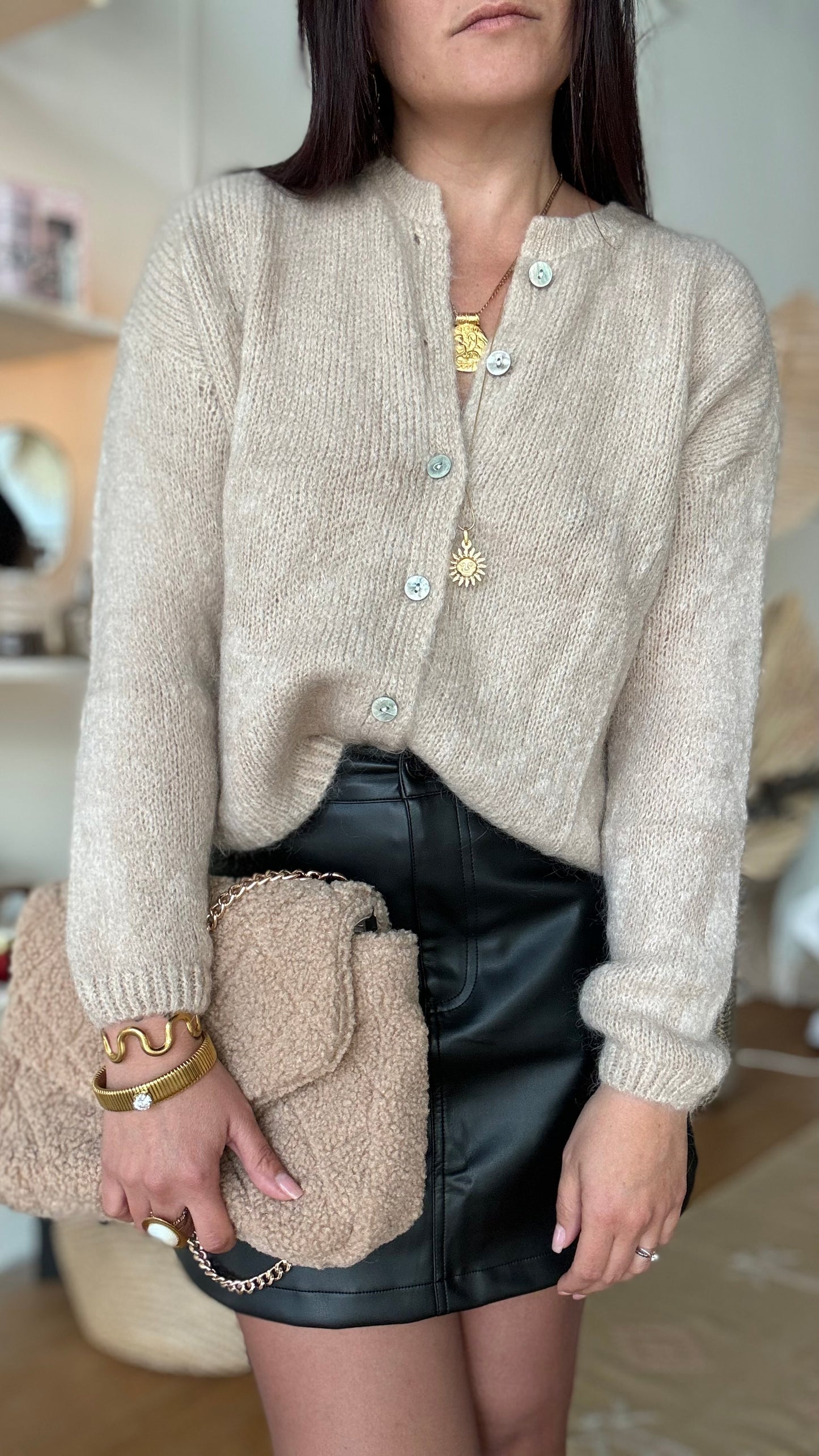 Gilet en maille Vérone - Taupe