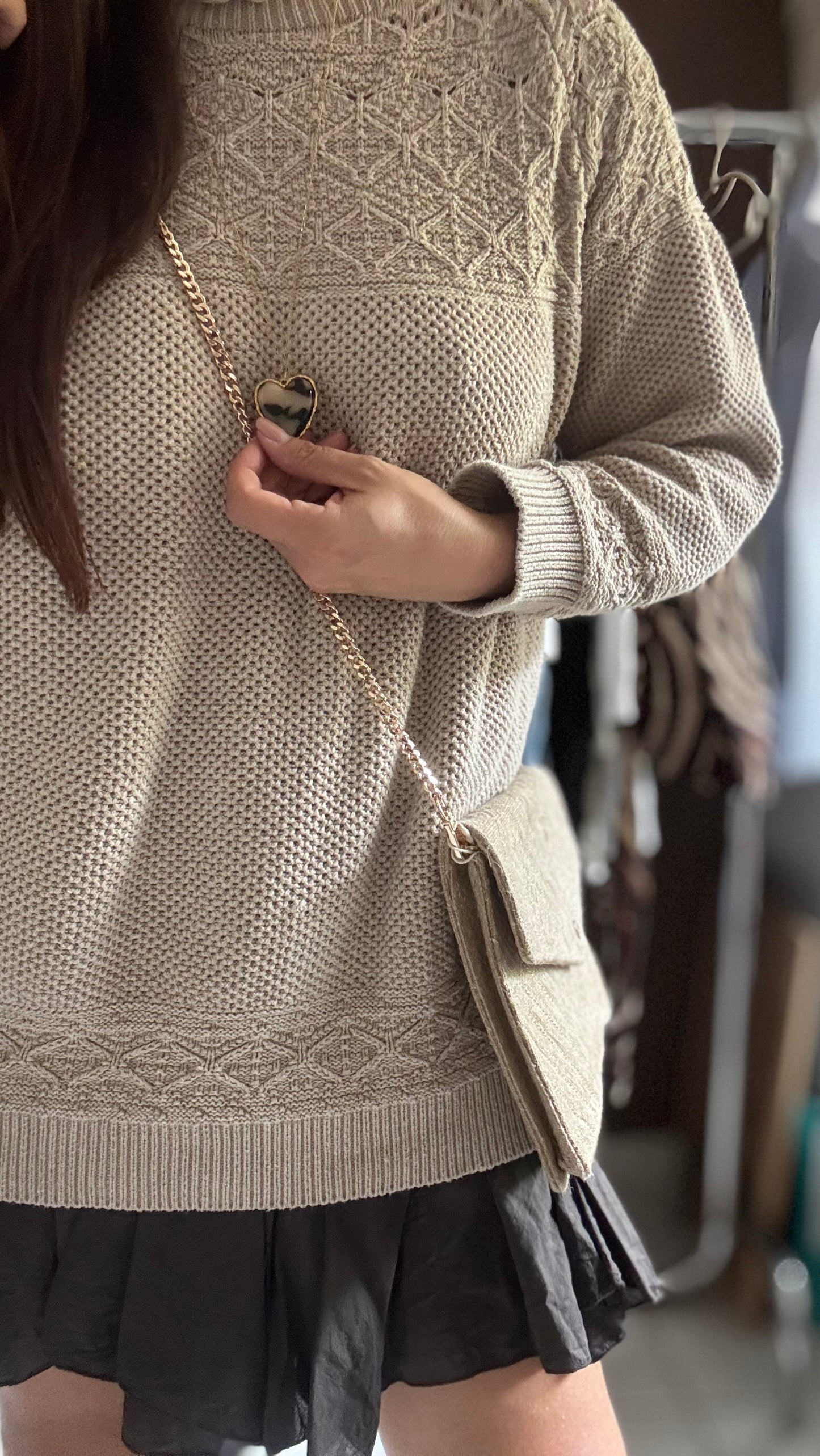 Pull en maille ajouré - Beige