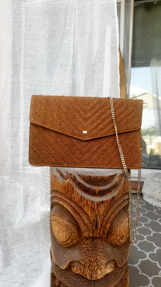 Sac Pochette Cognac Lin-fini