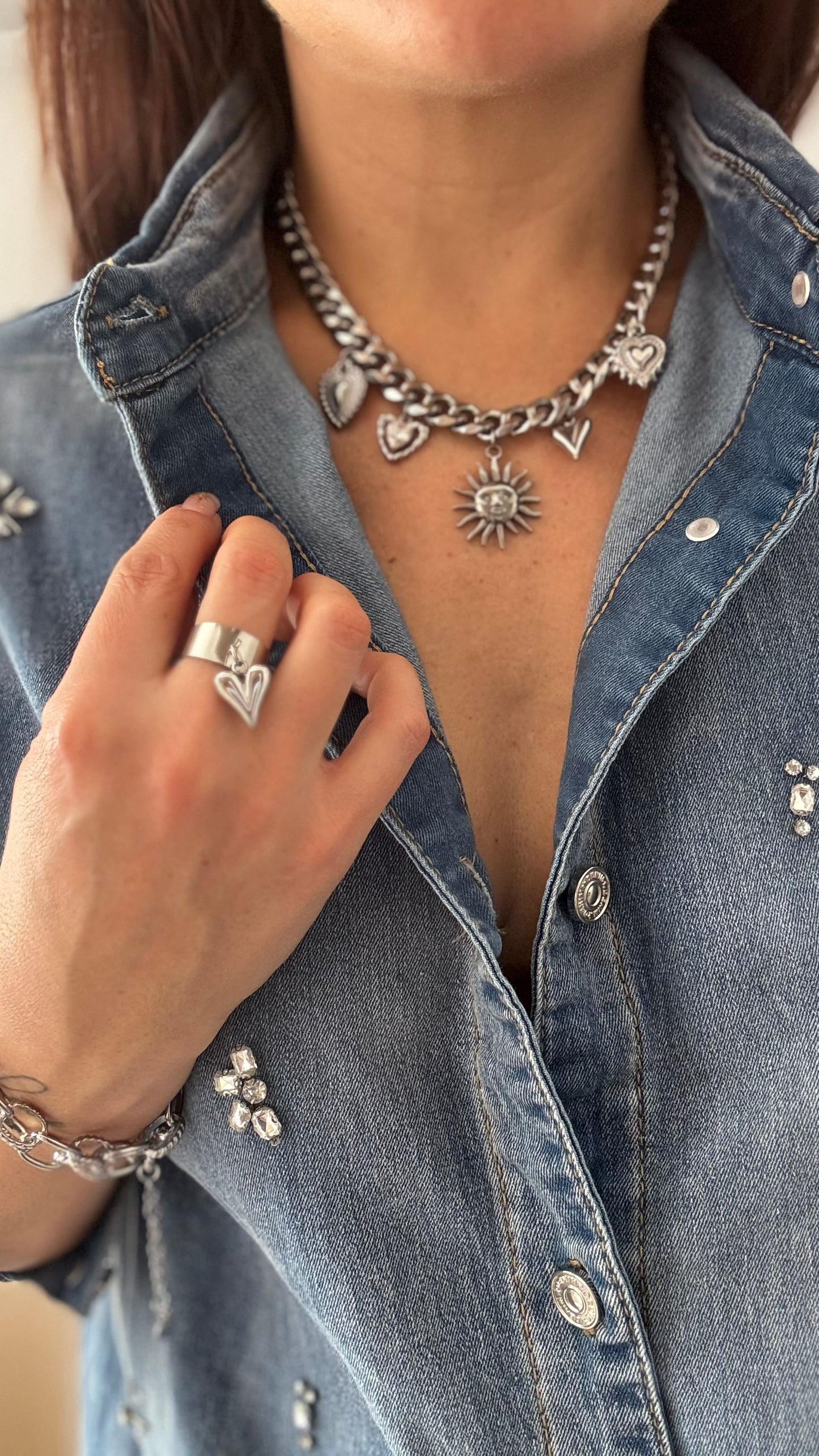 Chemise en jean à strass