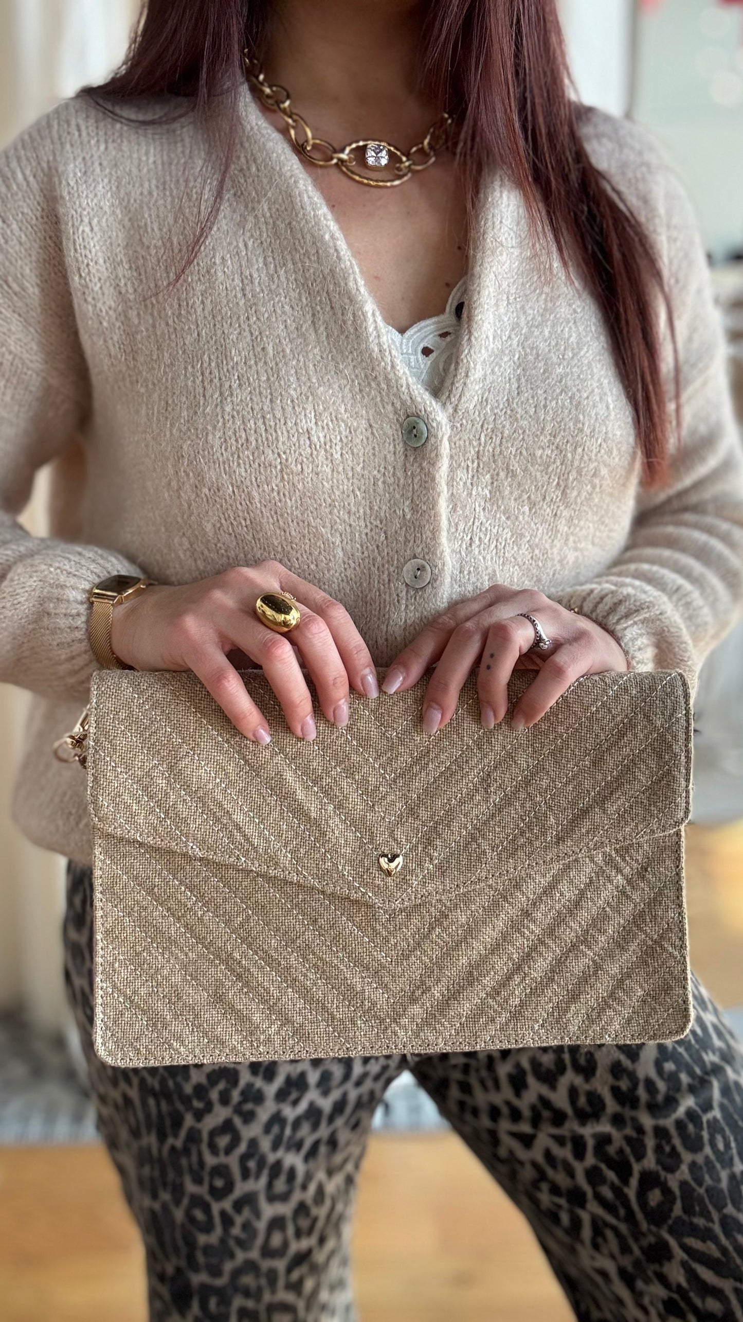 Pochette Lin-fini • Taupe