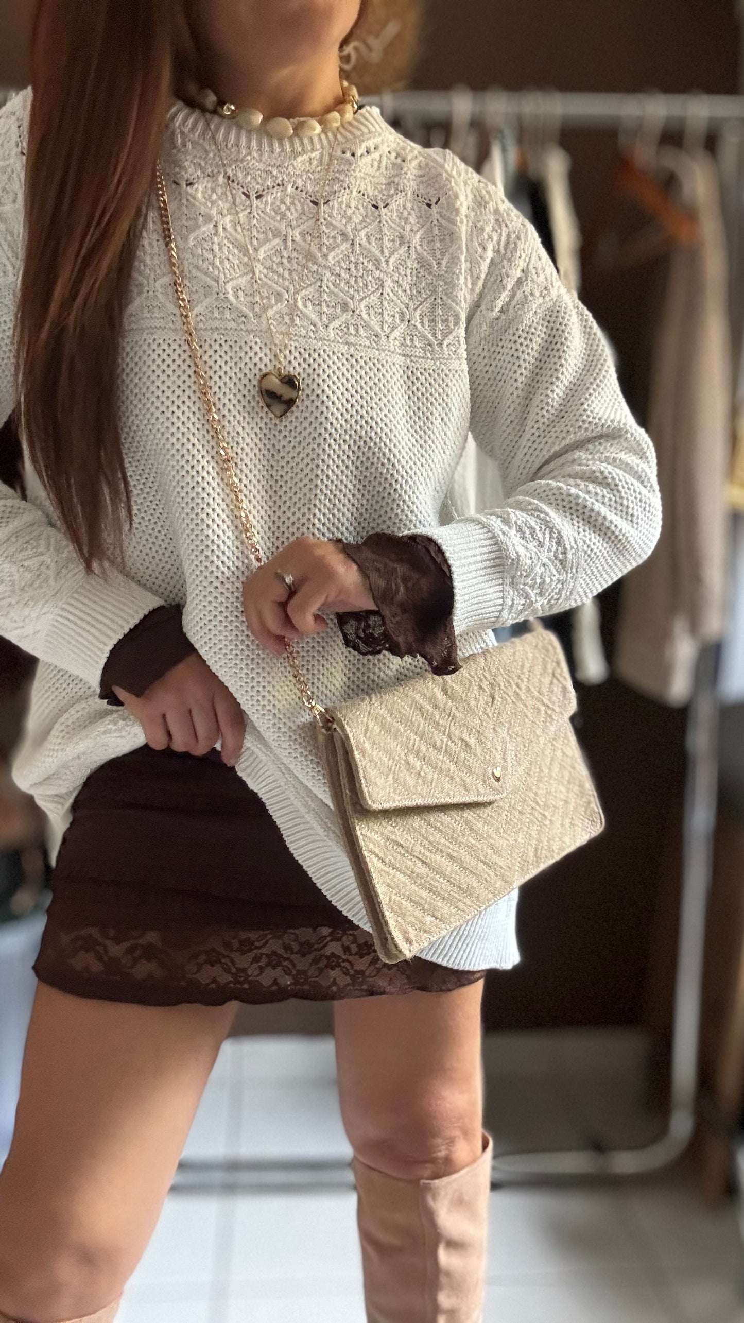Pull en maille ajouré - Blanc