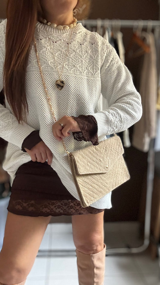 Pull en maille ajouré - Blanc