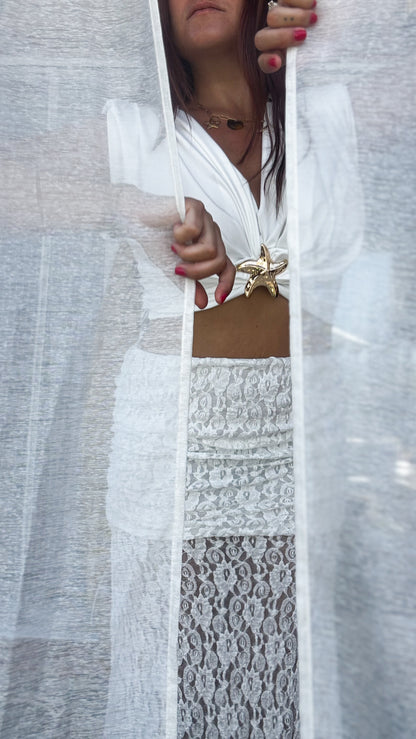 Top Blanc & Broche Étoile de Mer - Sunlit Star