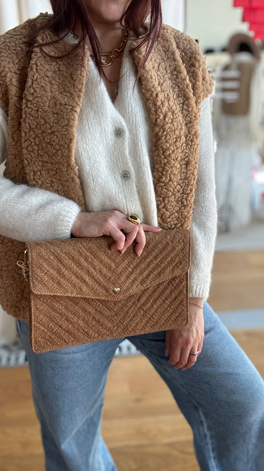 Pochette Lin-fini • Cognac