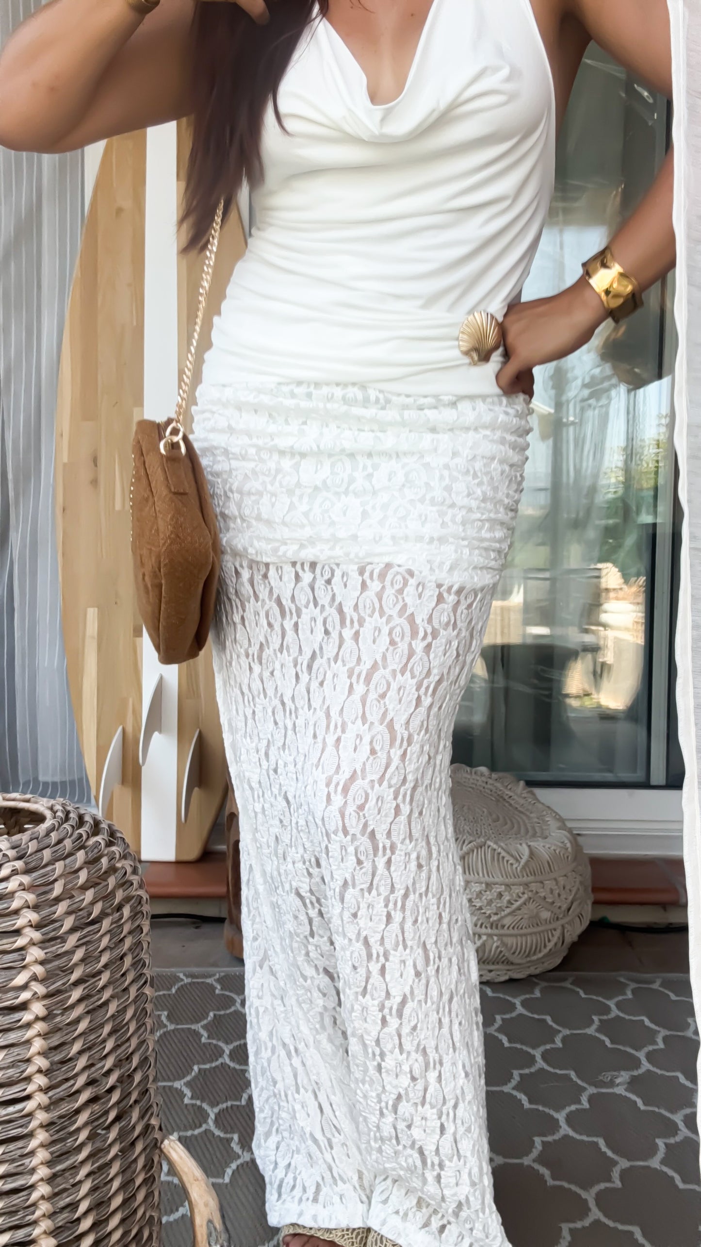 Top dos nu Blanc & Broche Coquillage - Pure Shell