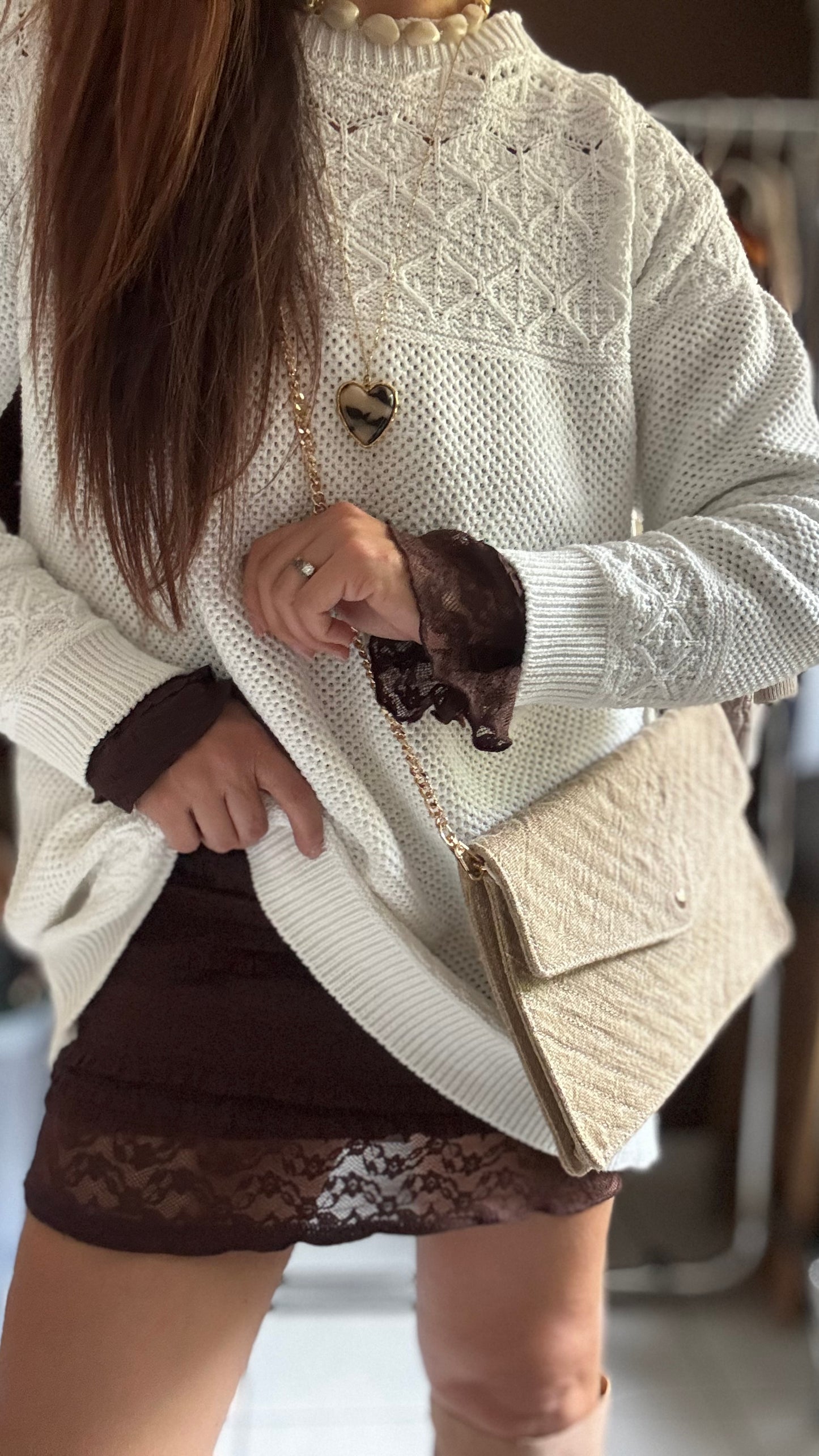 Pull en maille ajouré - Blanc