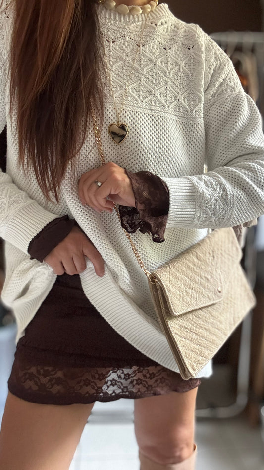 Pull en maille ajouré - Blanc