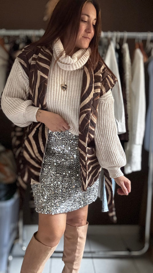 Jupe à sequins grise