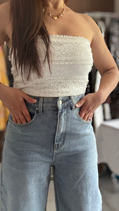 Jean Ballon Fit - Taille haute bleu clair