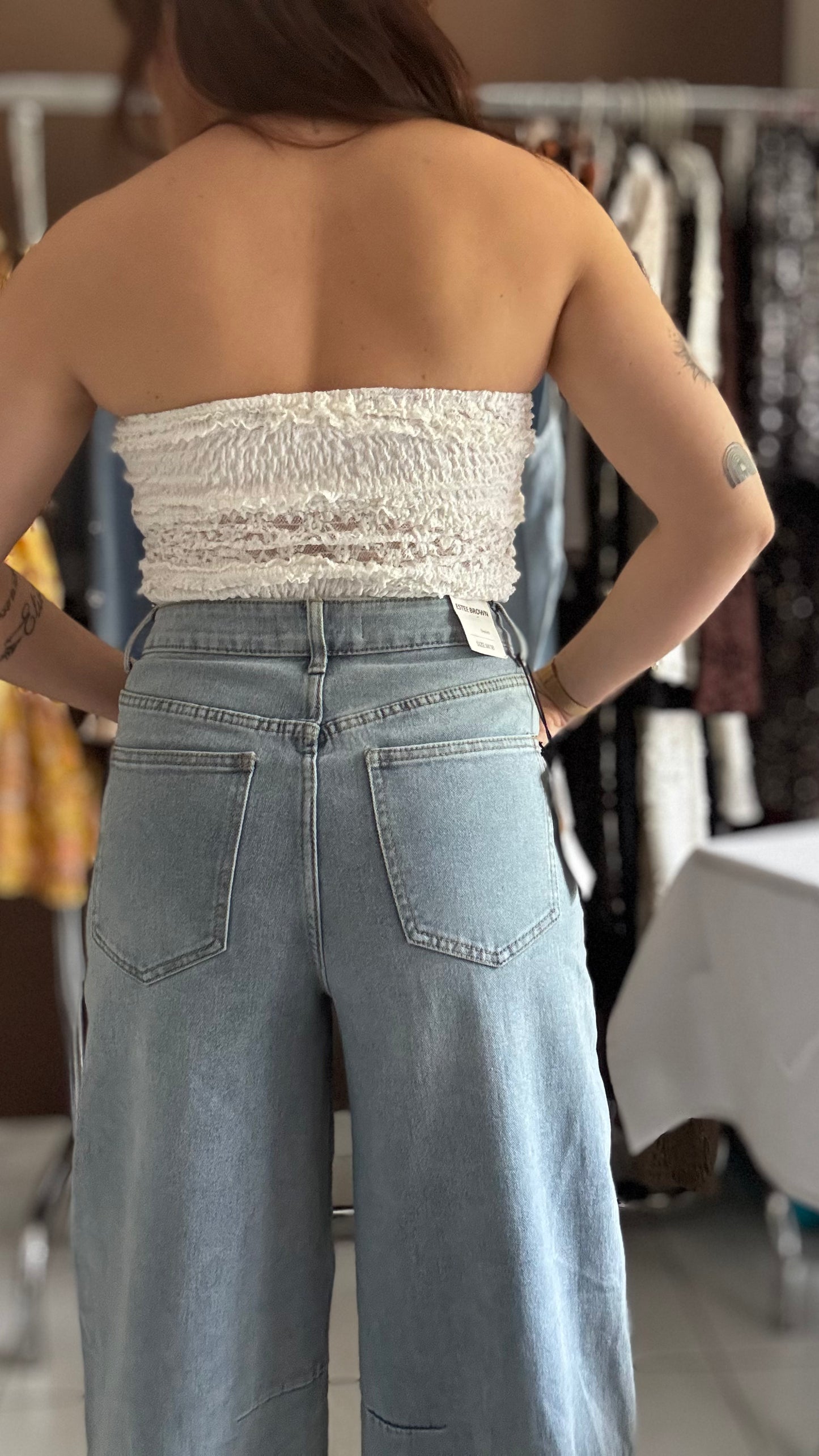 Jean Ballon Fit - Taille haute bleu clair