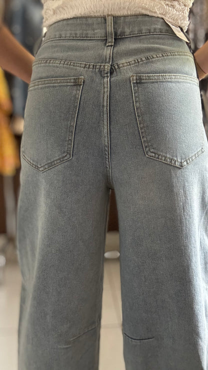 Jean Ballon Fit - Taille haute bleu clair