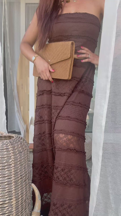 Ensemble en Dentelle Chocolat - Amber Pearl